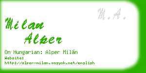 milan alper business card